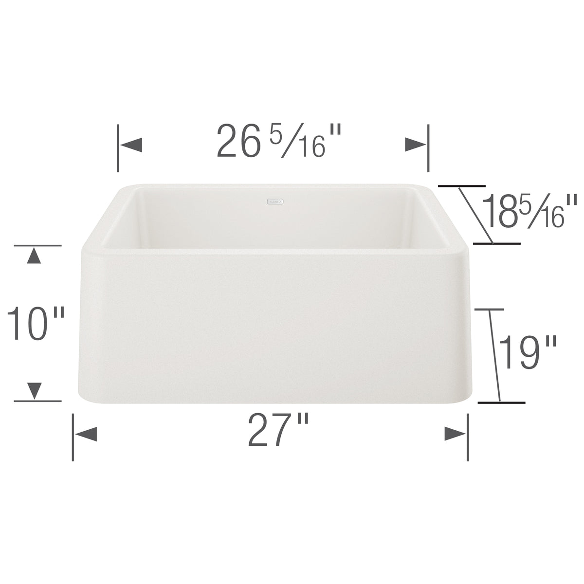 Blanco - 402239 - Ikon SILGRANIT 27" Single Bowl Apron-Front Farmhouse Sink - White - Dimension Shot