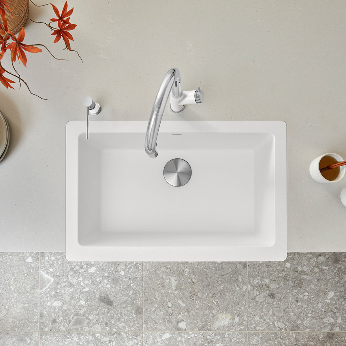 Blanco - 402584 - Vintera SILGRANIT 30" Single Bowl Apron-Front Farmhouse Sink - White - Beauty Shot 8
