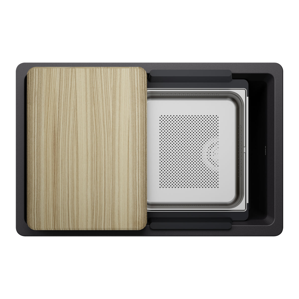 Blanco - 403876 - Inteos SILGRANIT 30" Single Bowl Reversible Undermount Workstation Kitchen Sink - Coal Black - Overview Shot 2