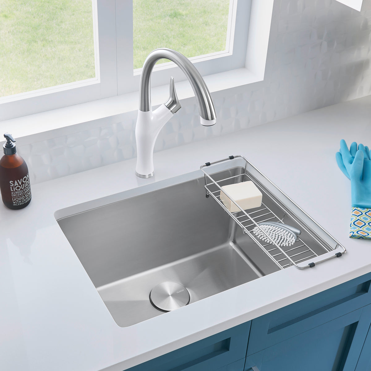 Blanco - 401802 - Quatrus R15 25" Single Bowl Dual Mount Stainless Steel Laundry Sink - Satin Polish - Beauty Shot 3