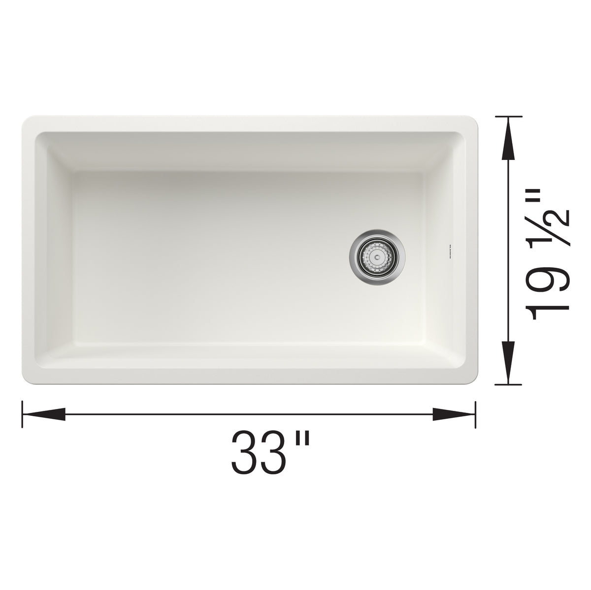 Blanco - 403887 - Inteos SILGRANIT 33" Single Bowl Reversible Undermount Workstation Kitchen Sink - White - Dimension Shot