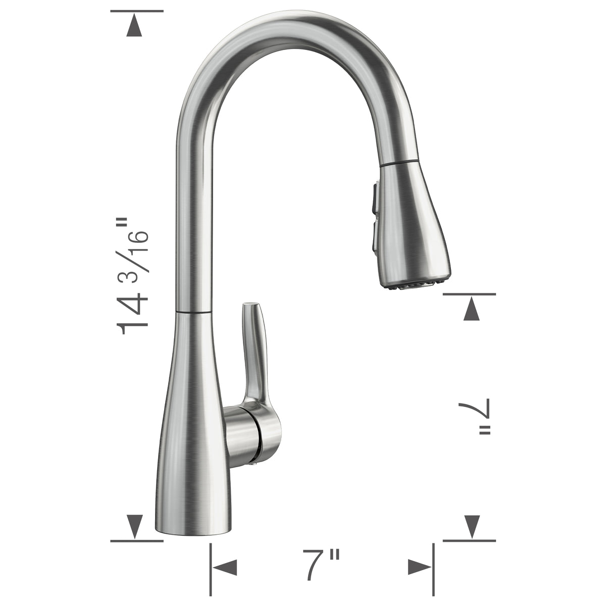 Blanco - 442210 - Atura Pull-Down Dual-Spray Bar Faucet - PVD Steel - Dimension Shot