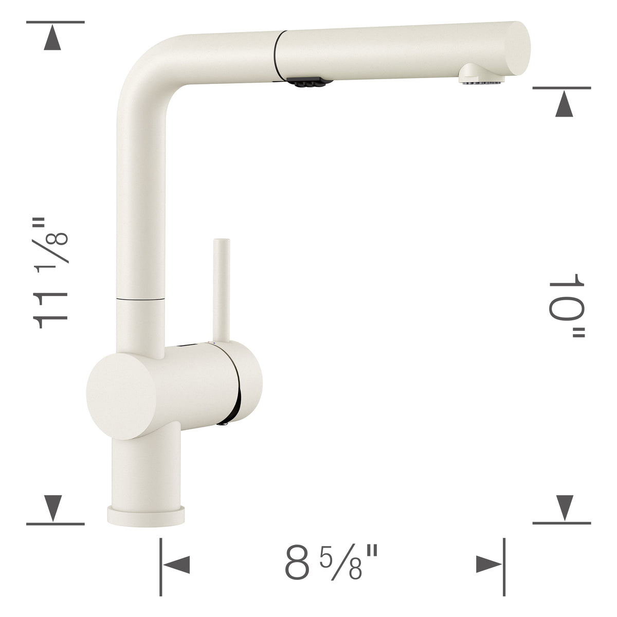 Blanco - 526373 - Linus Low Arc Pull-Out Dual-Spray Kitchen Faucet - White - Dimension Shot