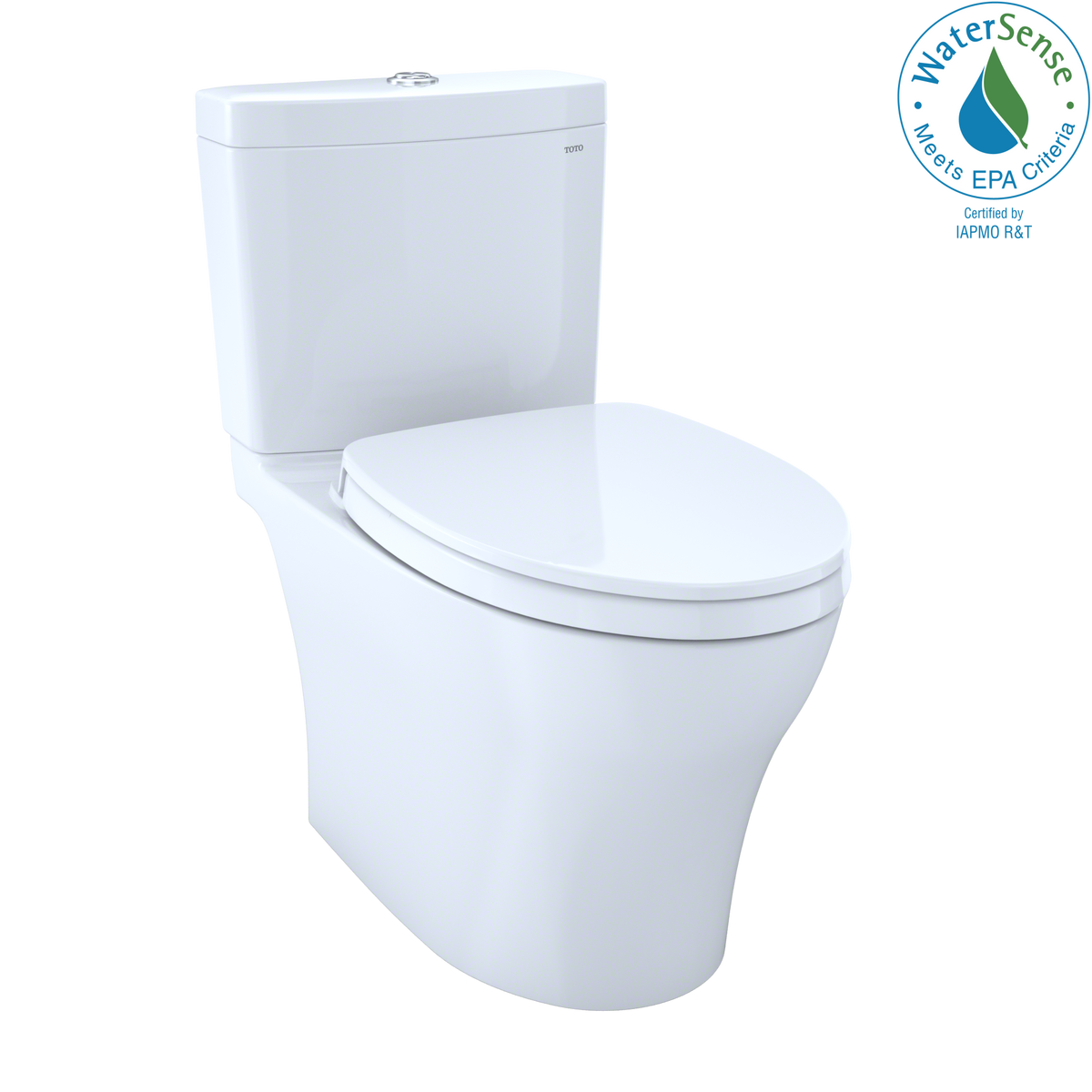 TOTO Aquia IV Two-Piece Elongated Dual Flush 1.28 and 0.9 GPF Universal Height Toilet with CEFIONTECT, WASHLET+ Ready, Cotton White - MS446124CEMFGN#01