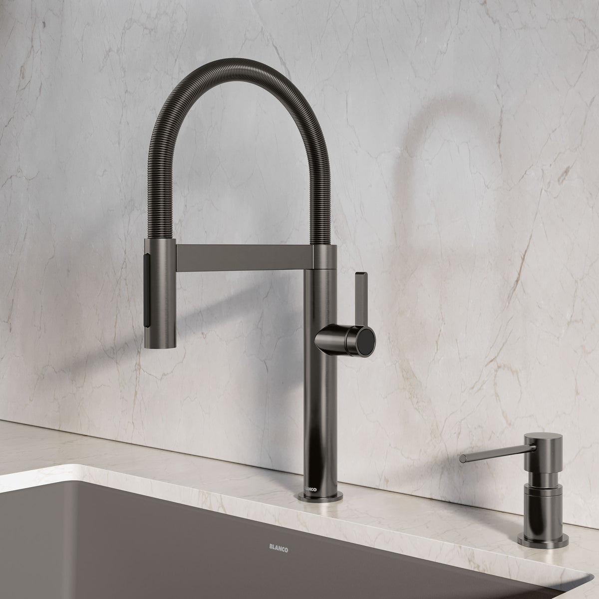 Blanco - 527743 - Lato Soap Dispenser - Satin Dark Steel - Beauty Shot 2