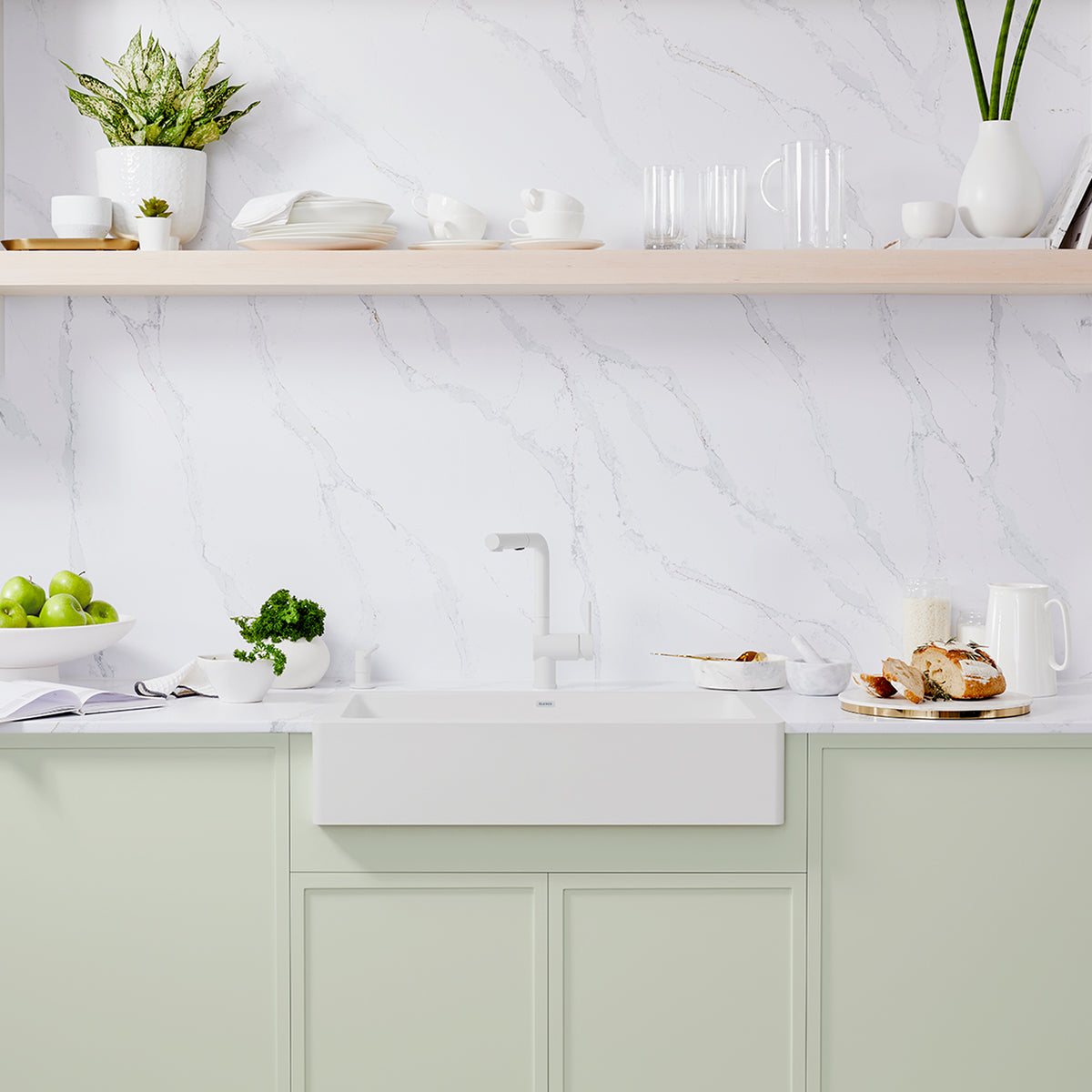 Blanco - 402584 - Vintera SILGRANIT 30" Single Bowl Apron-Front Farmhouse Sink - White - Beauty Shot 6