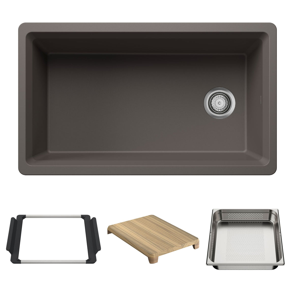 Blanco - 403890 - Inteos SILGRANIT 33" Single Bowl Reversible Undermount Workstation Kitchen Sink - Volcano Gray