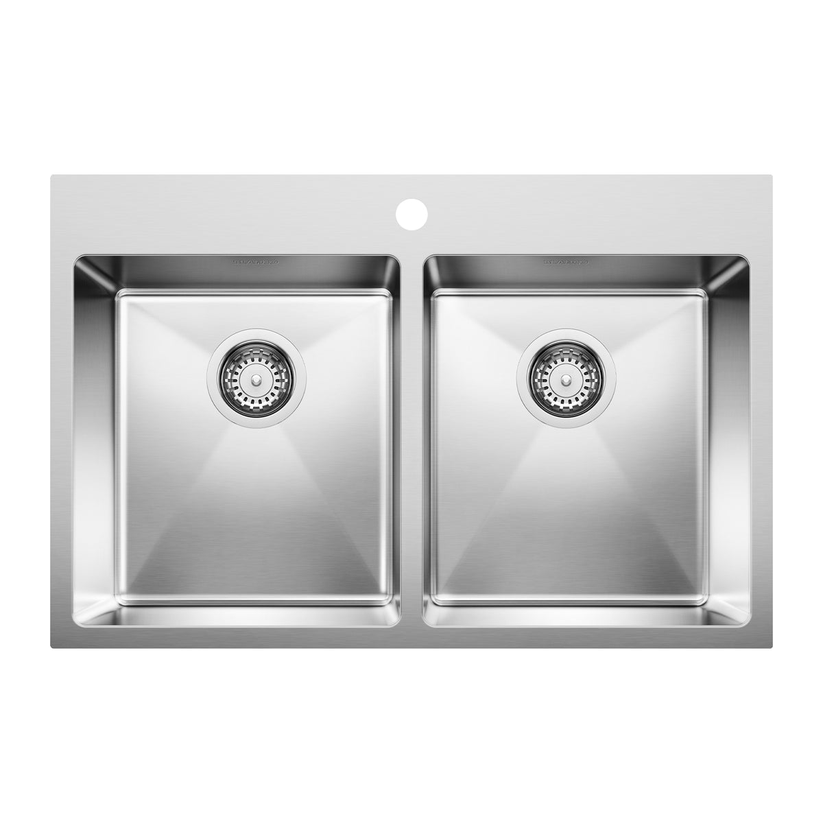 Blanco - 402611 - Quatrus R15 31" 50/50 Double Bowl Dual Mount Stainless Steel Kitchen Sink - Satin Polish
