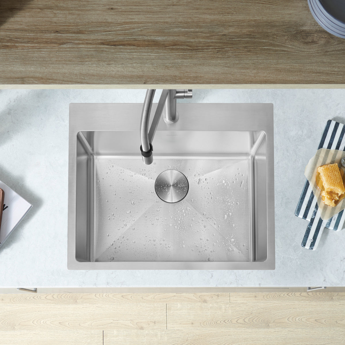Blanco - 402613 - Quatrus R15 25" Single Bowl Dual Mount Stainless Steel Kitchen Sink - Satin Polish - Beauty Shot 3