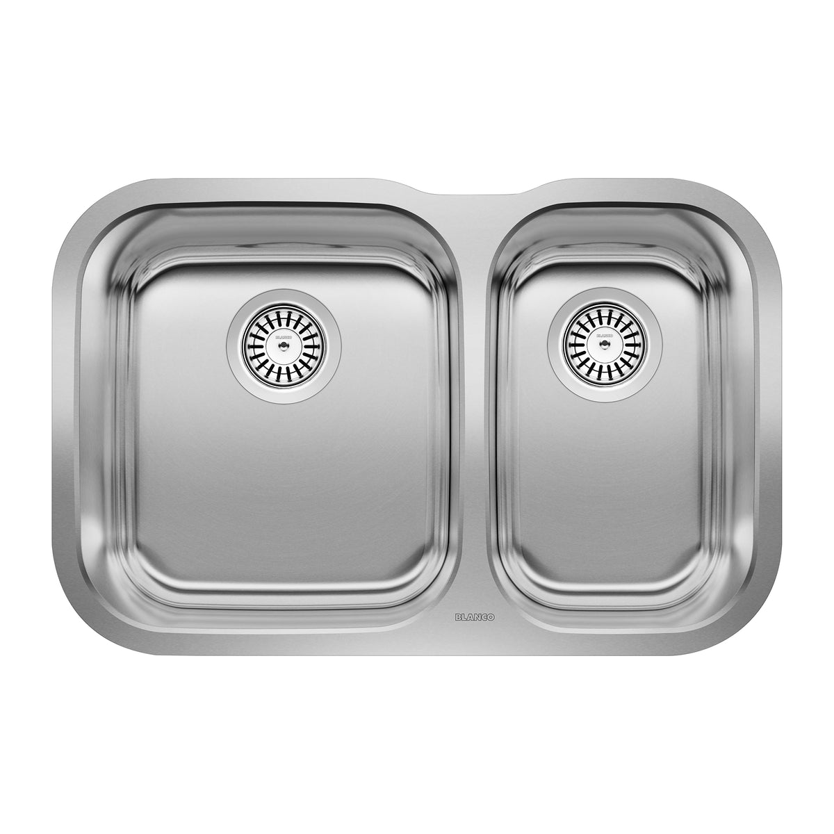 Blanco - 400006 - Essential 27" 70/30 Double Bowl Undermount Stainless Steel Kitchen Sink - Brushed Finish