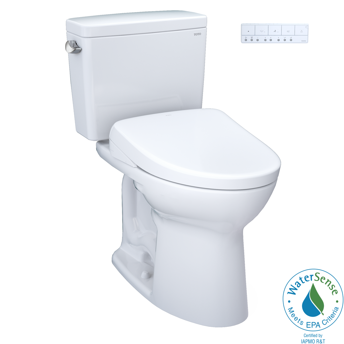 TOTO Drake WASHLET+ Two-Piece Elongated 1.28 GPF Universal Height TORNADO FLUSH Toilet with S7A Contemporary Bidet Seat, Cotton White - MW7764736CEFG#01