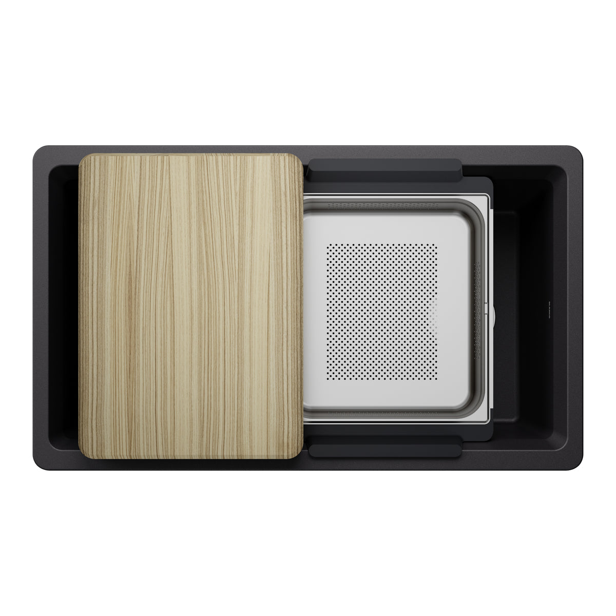 Blanco - 403884 - Inteos SILGRANIT 33" Single Bowl Reversible Undermount Workstation Kitchen Sink - Coal Black - Overview Shot 2