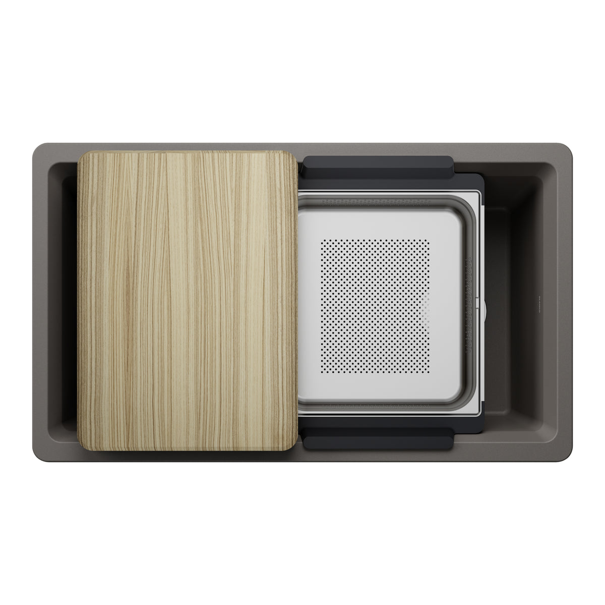 Blanco - 403890 - Inteos SILGRANIT 33" Single Bowl Reversible Undermount Workstation Kitchen Sink - Volcano Gray - Overview Shot 2