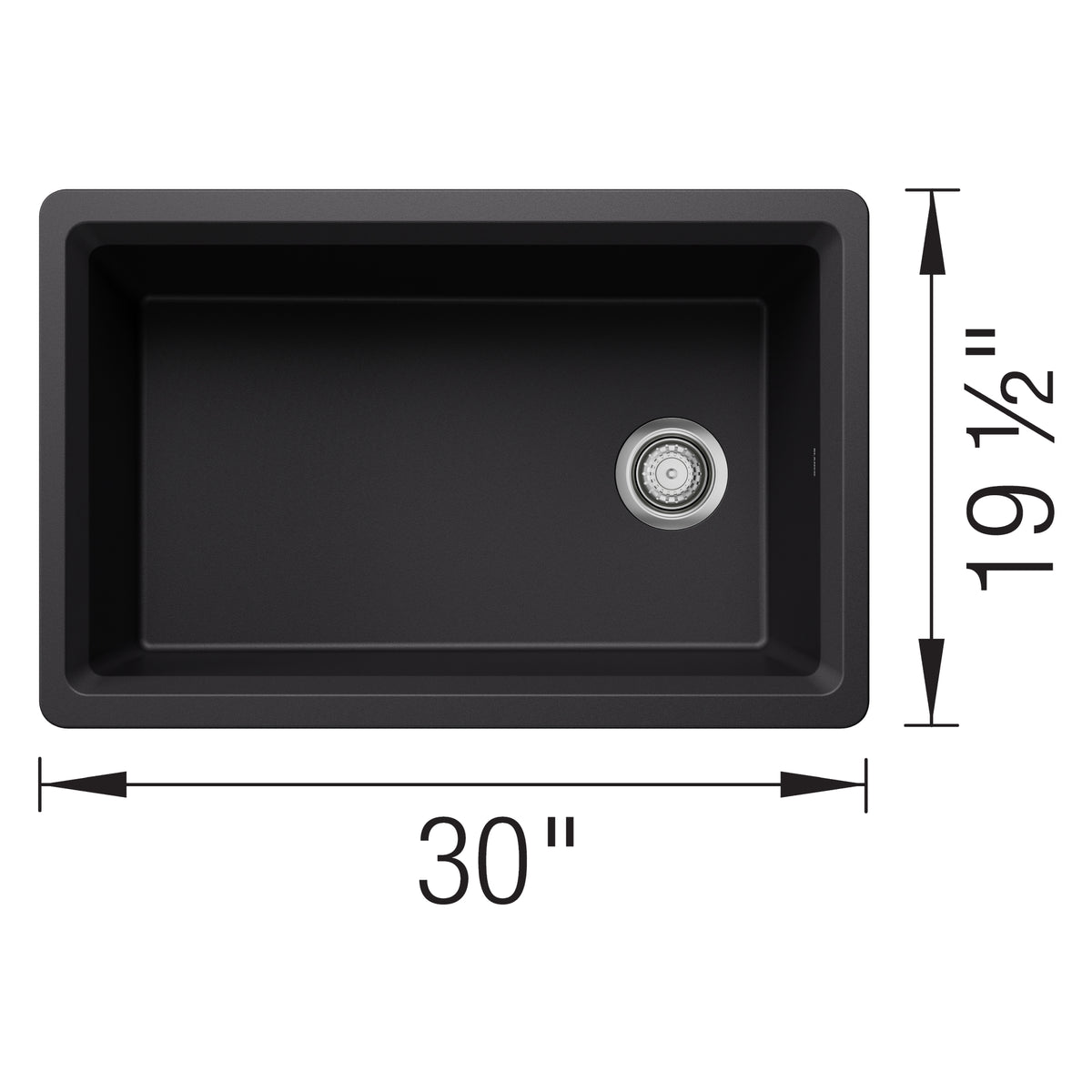 Blanco - 403876 - Inteos SILGRANIT 30" Single Bowl Reversible Undermount Workstation Kitchen Sink - Coal Black - Dimension Shot