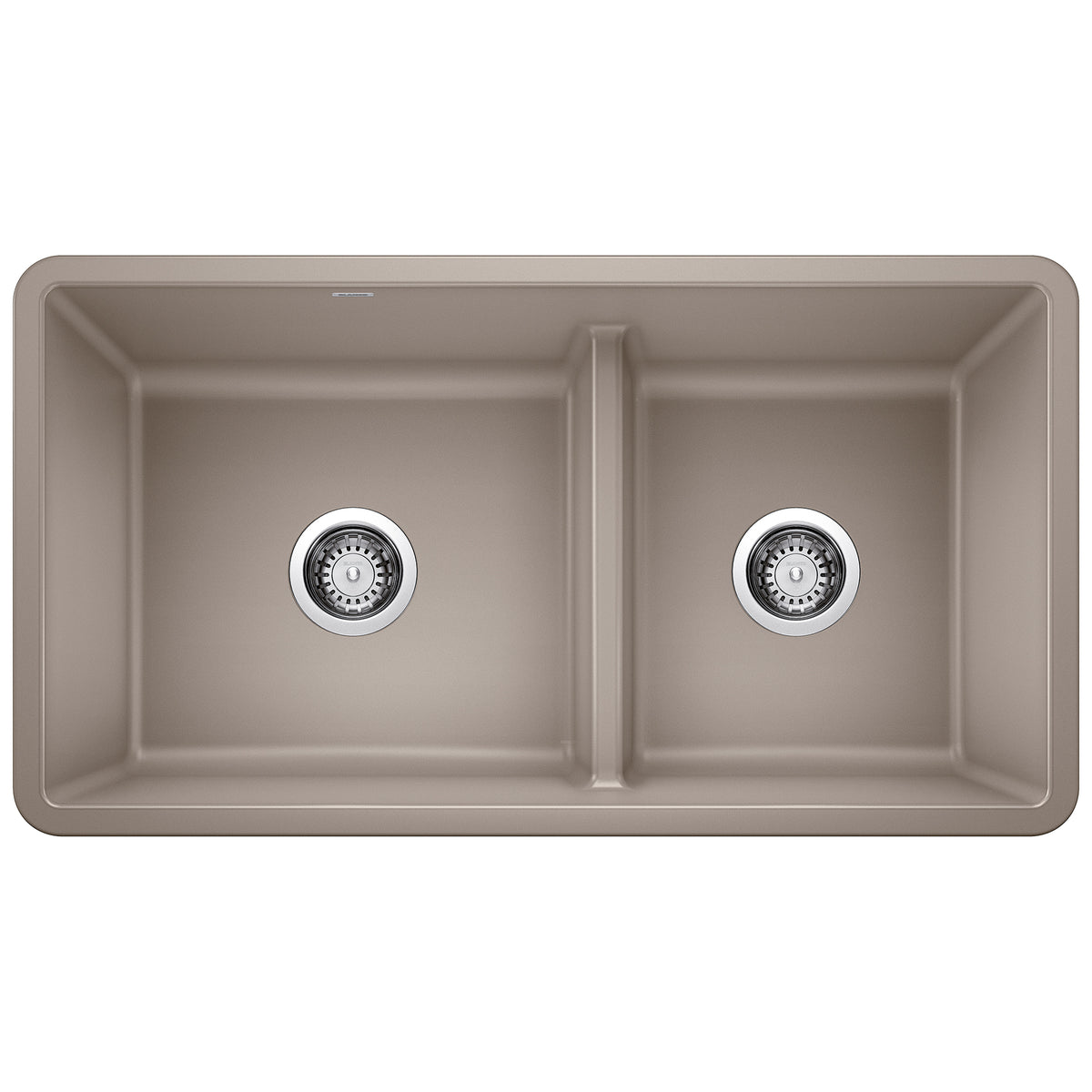 Blanco - 402069 - Precis SILGRANIT 33" 60/40 Reversible Double Bowl Undermount Kitchen Sink with Low Divide - Truffle