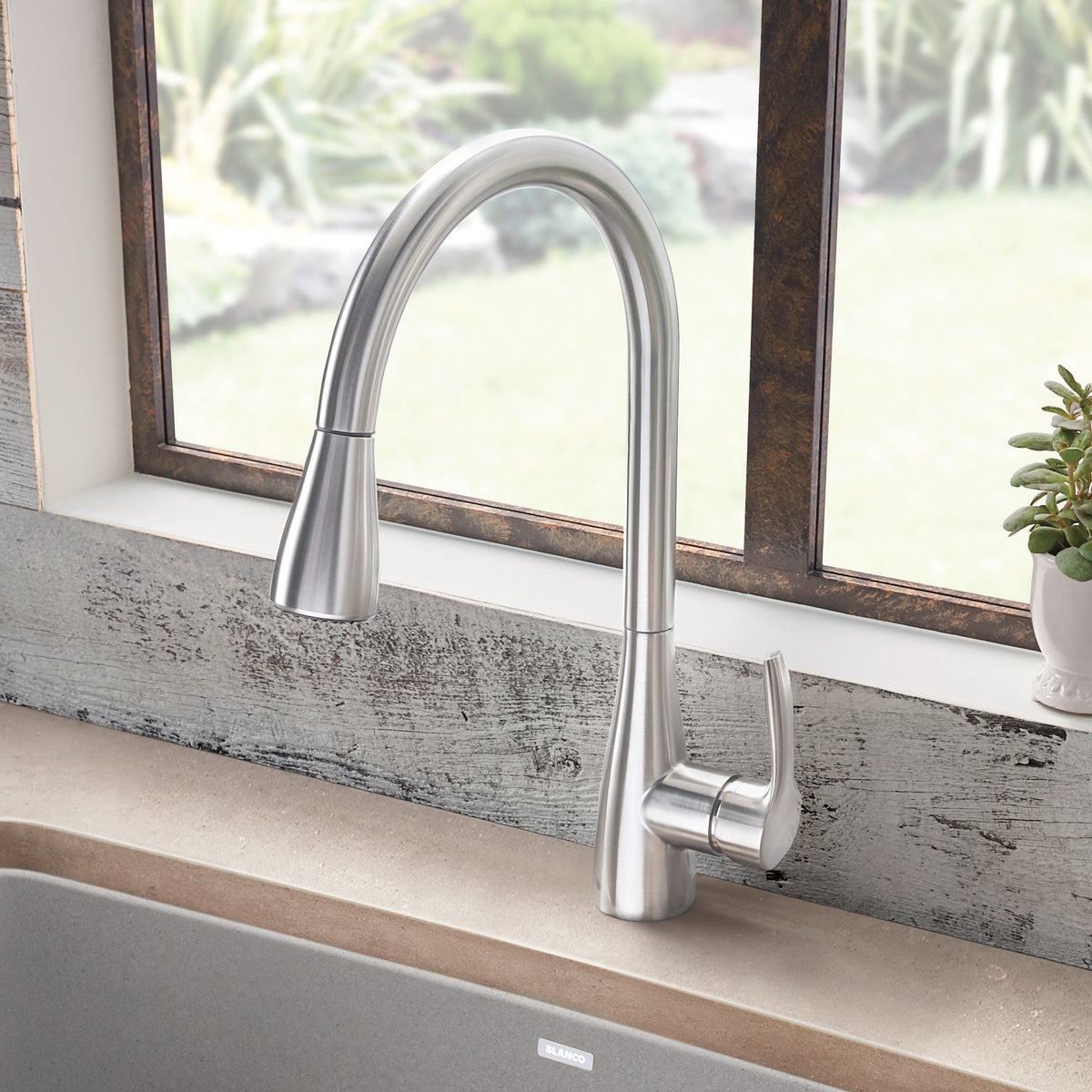 Blanco - 442208 - Atura Pull-Down Dual-Spray Kitchen Faucet - PVD Steel - Beauty Shot 5