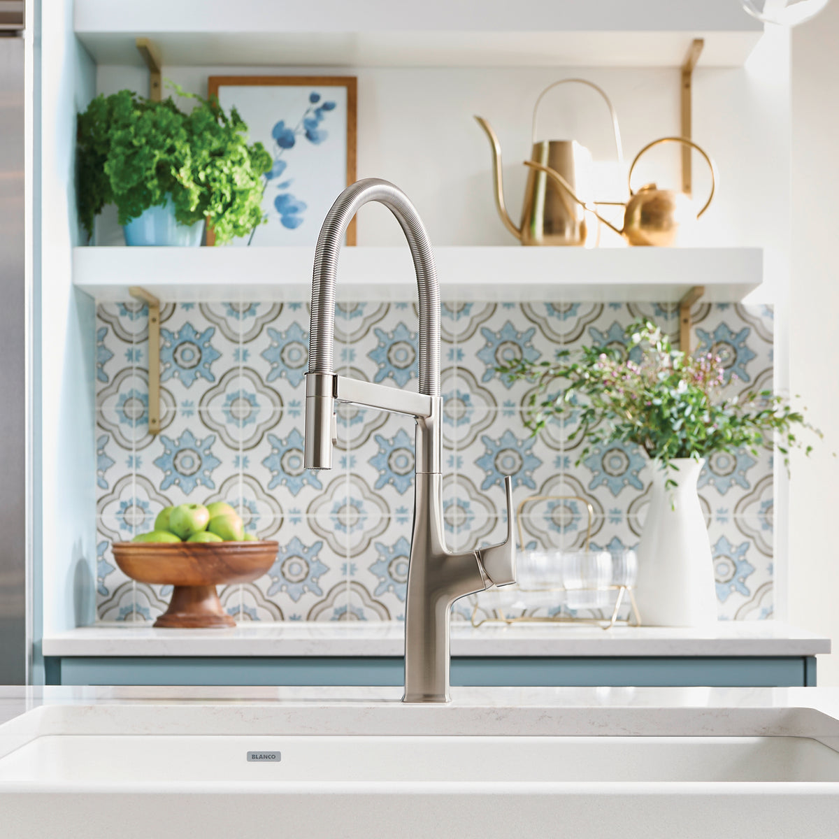Blanco - 442676 - Rivana Semi-Pro Pull-Down Dual-Spray Kitchen Faucet - PVD Steel - Beauty Shot 4