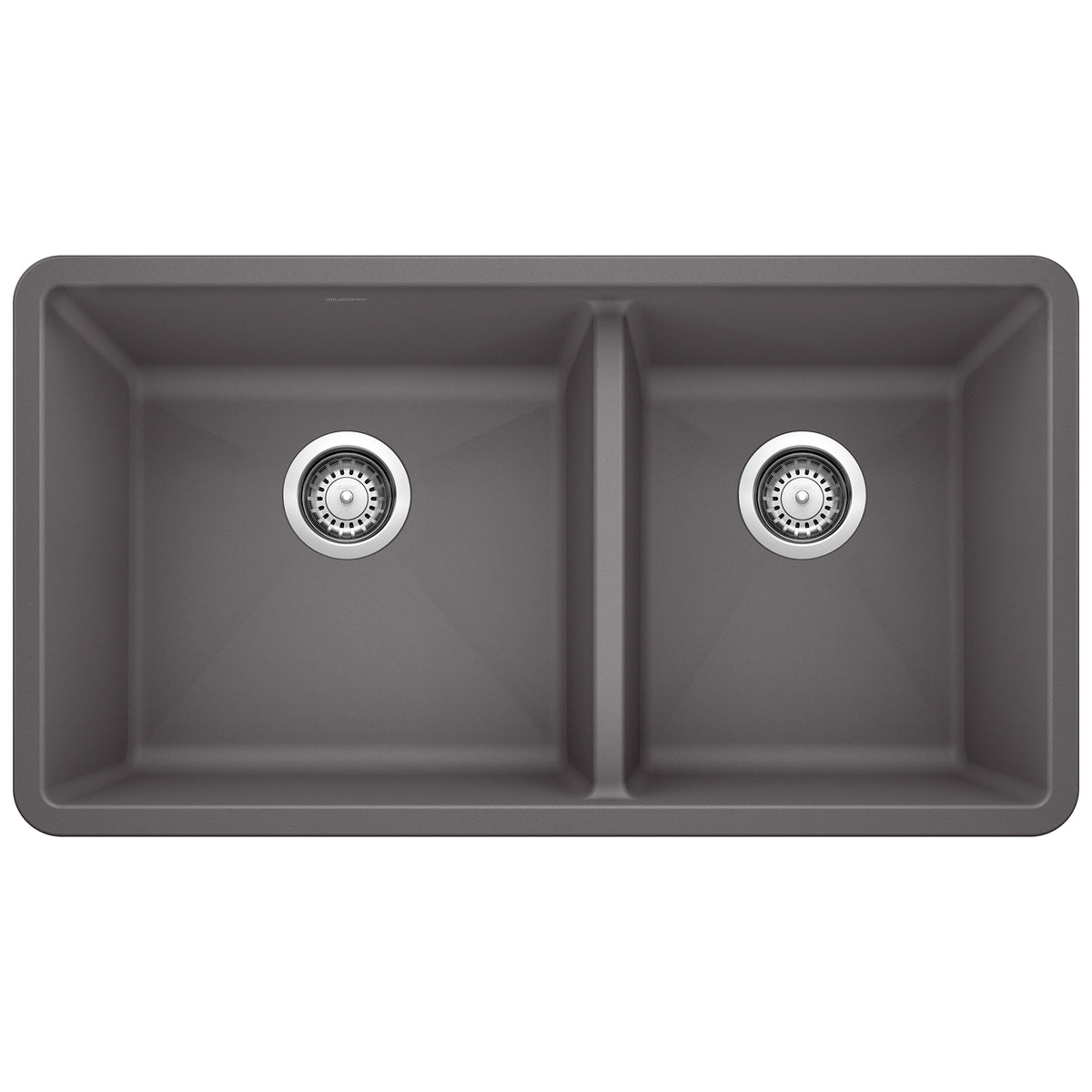 Blanco - 401396 - Precis SILGRANIT 33" 60/40 Double Bowl Undermount Kitchen Sink - Cinder