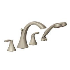 Moen T694 - two-handle roman tub faucet includes hand shower - Brushed Nickel