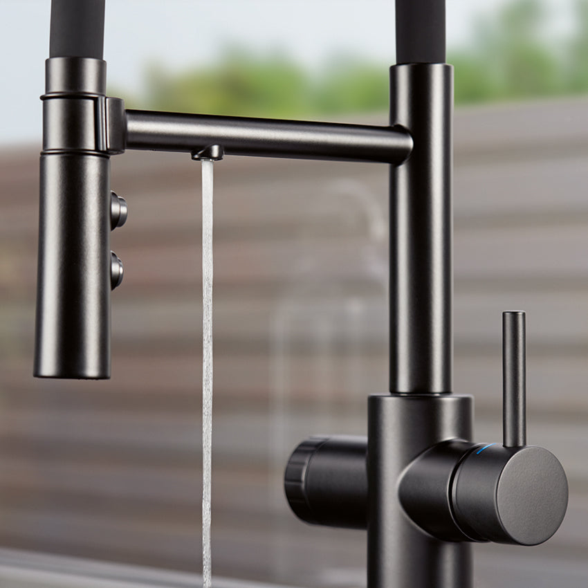 Blanco - 442992 - Catris Flexo Filter-Ready Semi-Pro Pull-Down Dual-Spray Kitchen Faucet - Matte Black - Beauty Shot 9