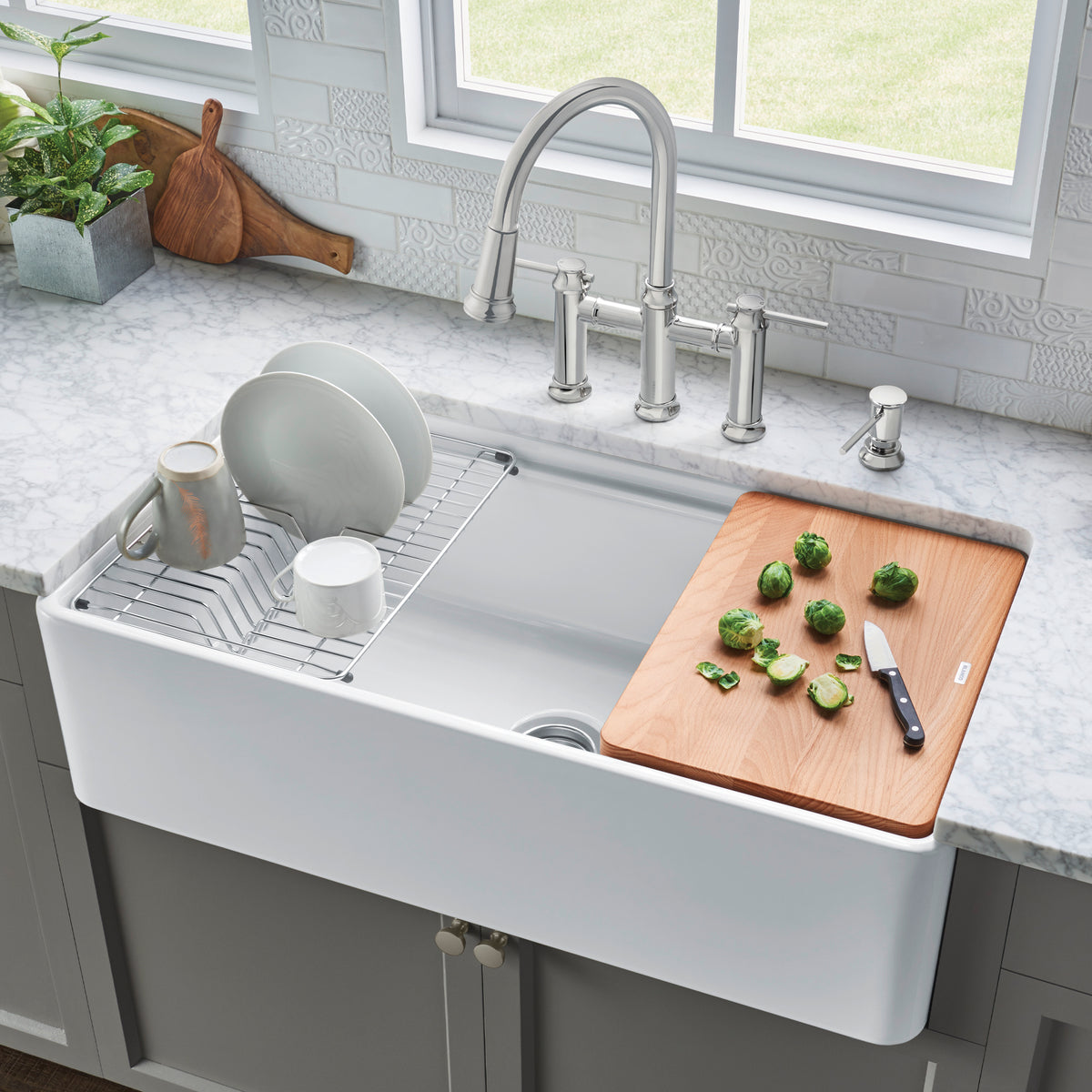 Blanco - 401808 - Profina 36" Single Bowl Apron-Front Fireclay Farmhouse Sink - White - Beauty Shot 2