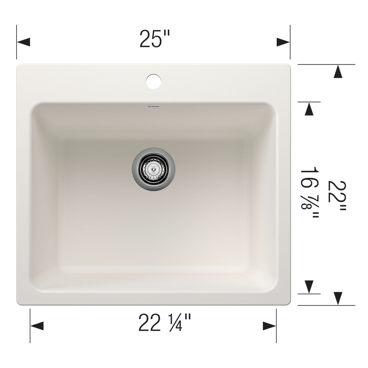 Blanco - 401908 - Liven SILGRANIT 25" Single Bowl Dual Mount Laundry Sink - White - Dimension Shot