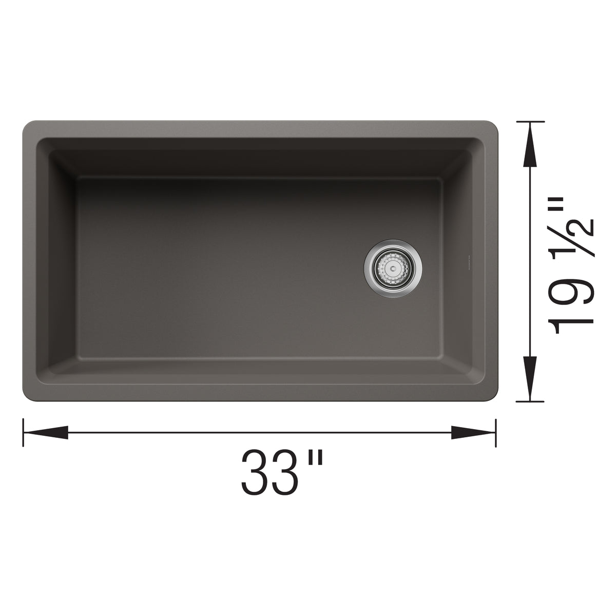 Blanco - 403890 - Inteos SILGRANIT 33" Single Bowl Reversible Undermount Workstation Kitchen Sink - Volcano Gray - Dimension Shot