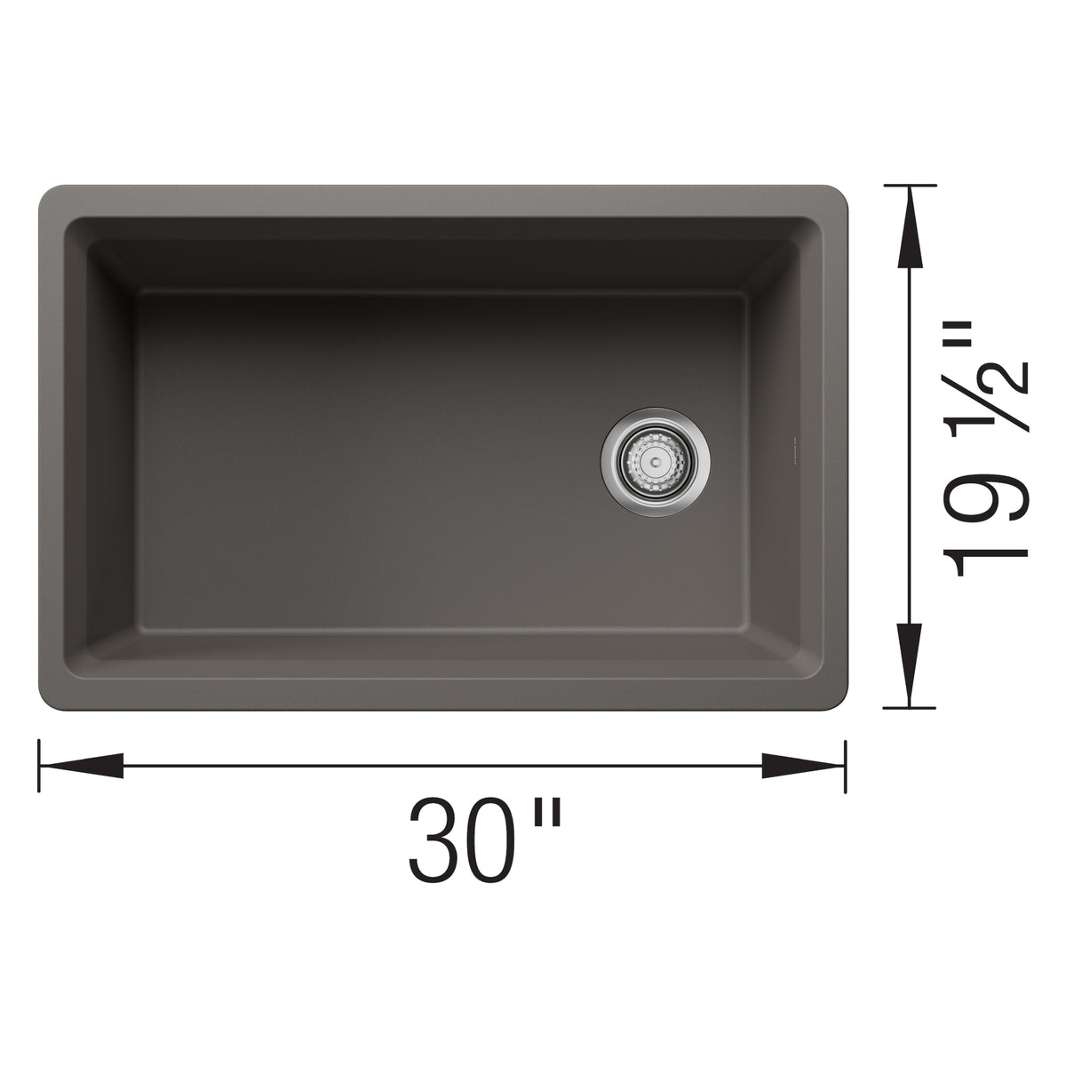 Blanco - 403882 - Inteos SILGRANIT 30" Single Bowl Reversible Undermount Workstation Kitchen Sink - Volcano Gray - Dimension Shot