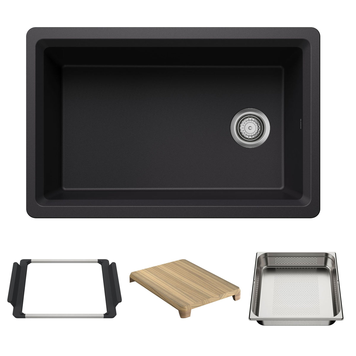 Blanco - 403876 - Inteos SILGRANIT 30" Single Bowl Reversible Undermount Workstation Kitchen Sink - Coal Black