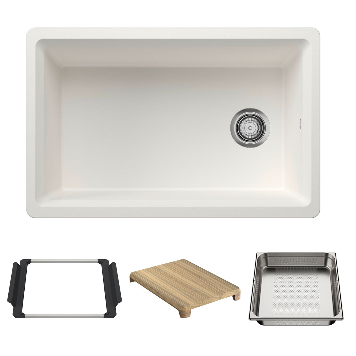 Blanco - 403879 - Inteos SILGRANIT 30" Single Bowl Reversible Undermount Workstation Kitchen Sink - White