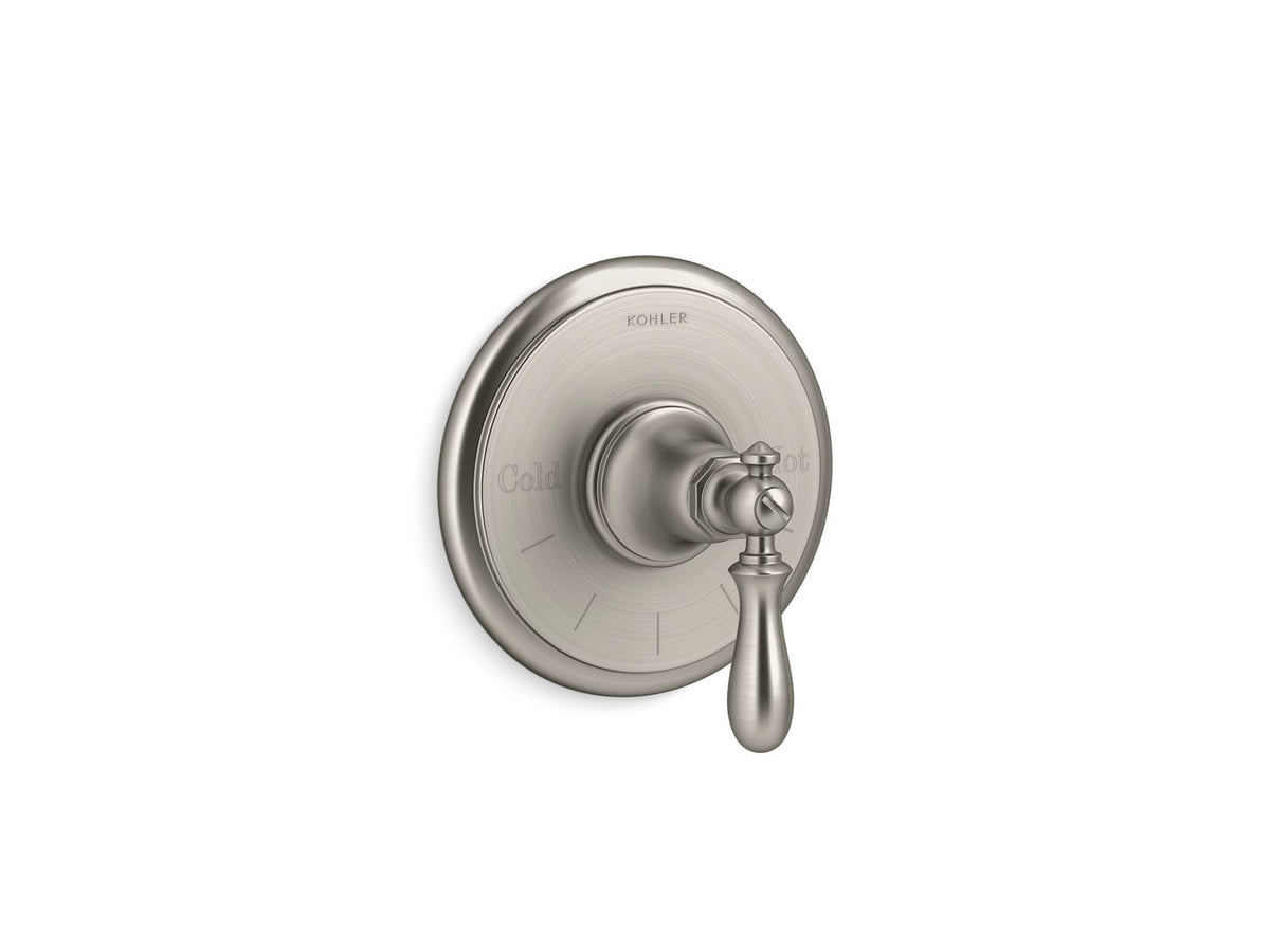 Artifacts MasterShower temperature control valve trim with swing lever handle