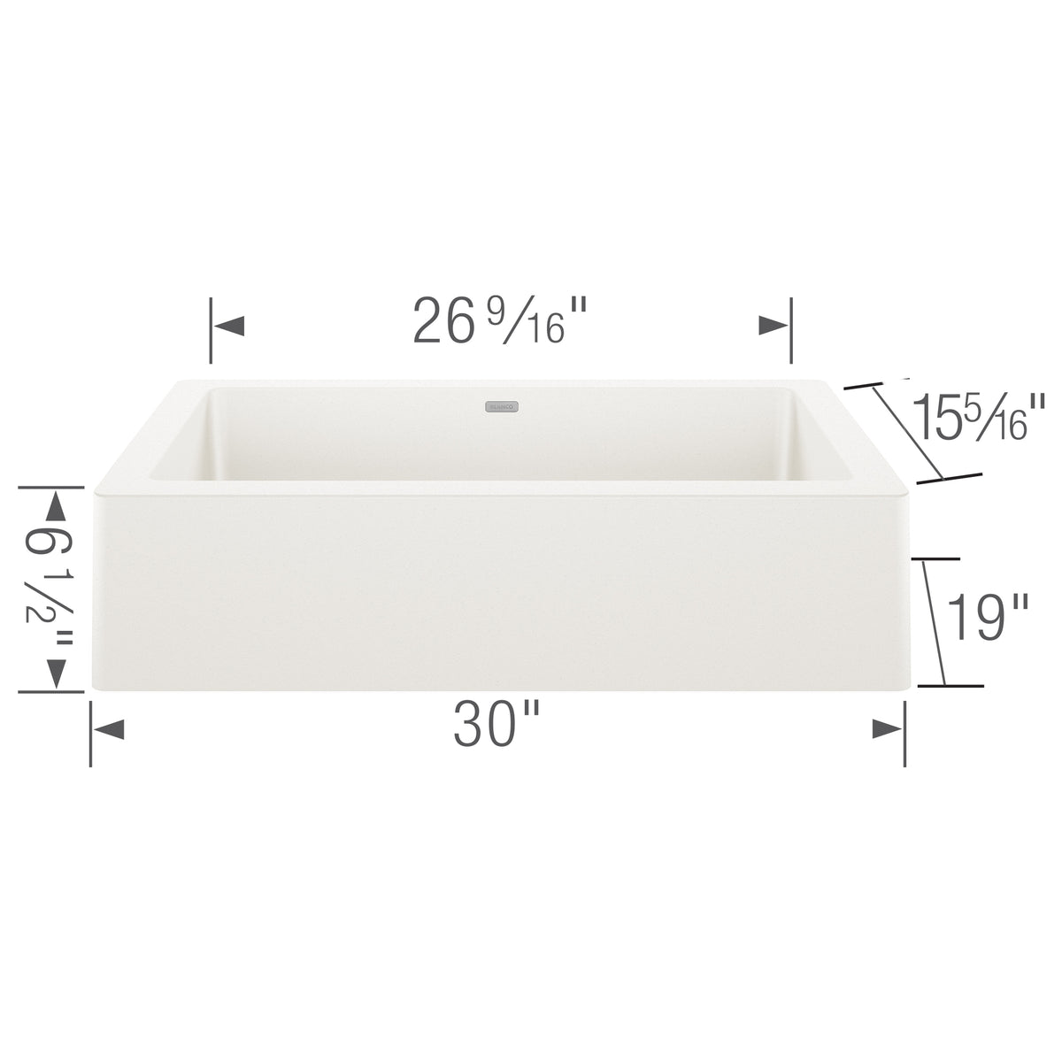 Blanco - 402584 - Vintera SILGRANIT 30" Single Bowl Apron-Front Farmhouse Sink - White - Dimension Shot