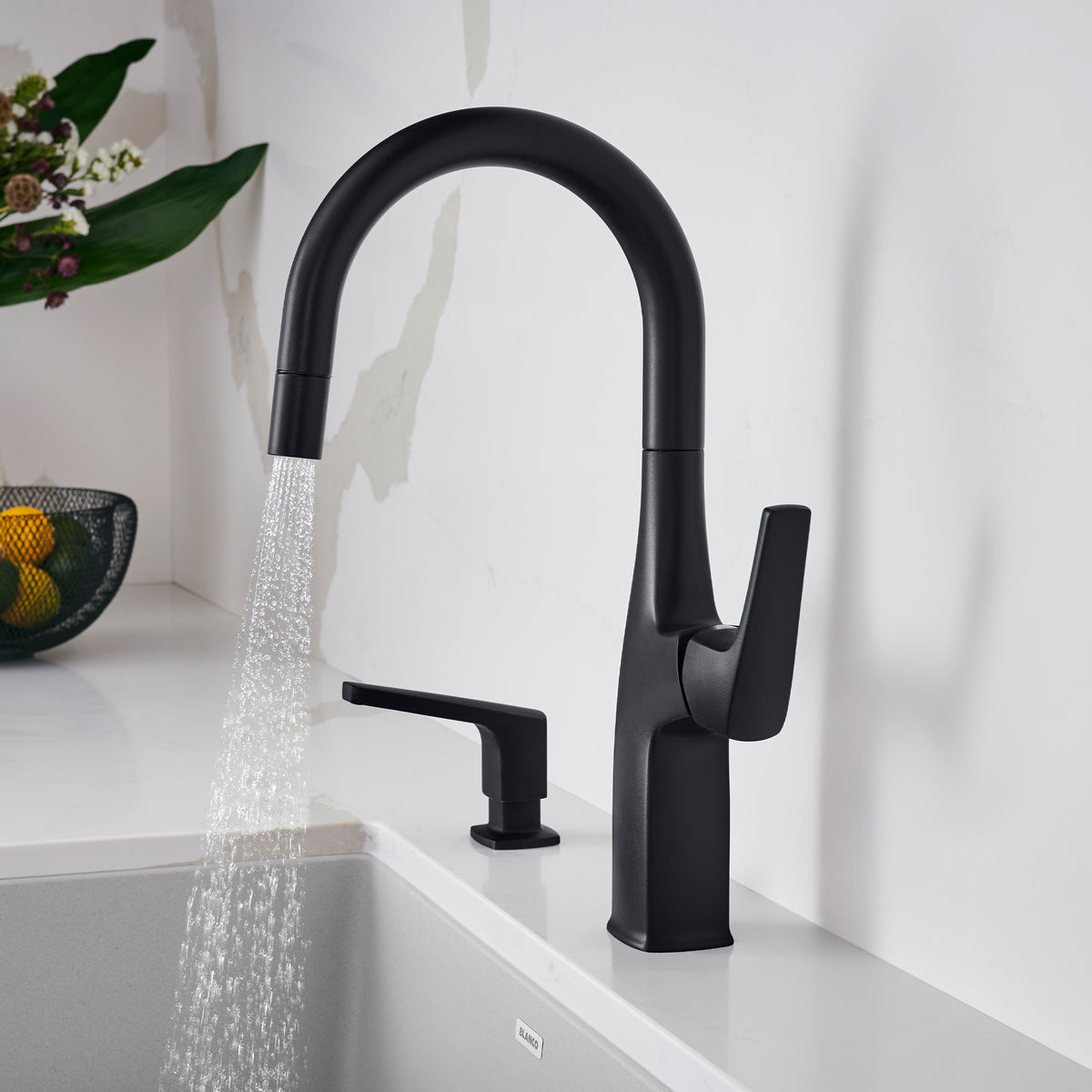 Blanco - 443021 - Rivana Pull-Down Bar Faucet - Matte Black - Beauty Shot 3